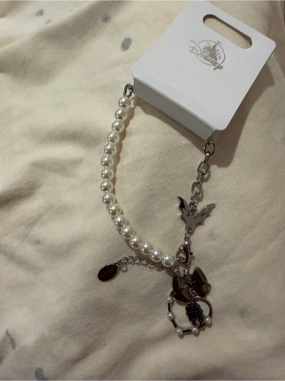 Disney haunted mansion Pearl & Silver Charm Bracelet
